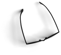 Aerial view of black wire framed glasses.