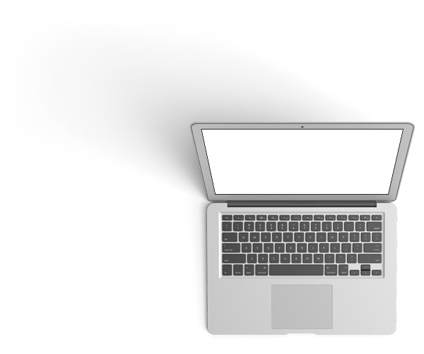 White Mac Book laptop computer with dark gray keyboard.